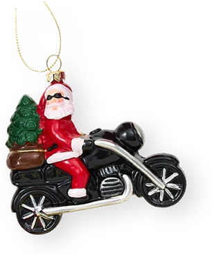 バイクに乗ったサンタのオーナメント