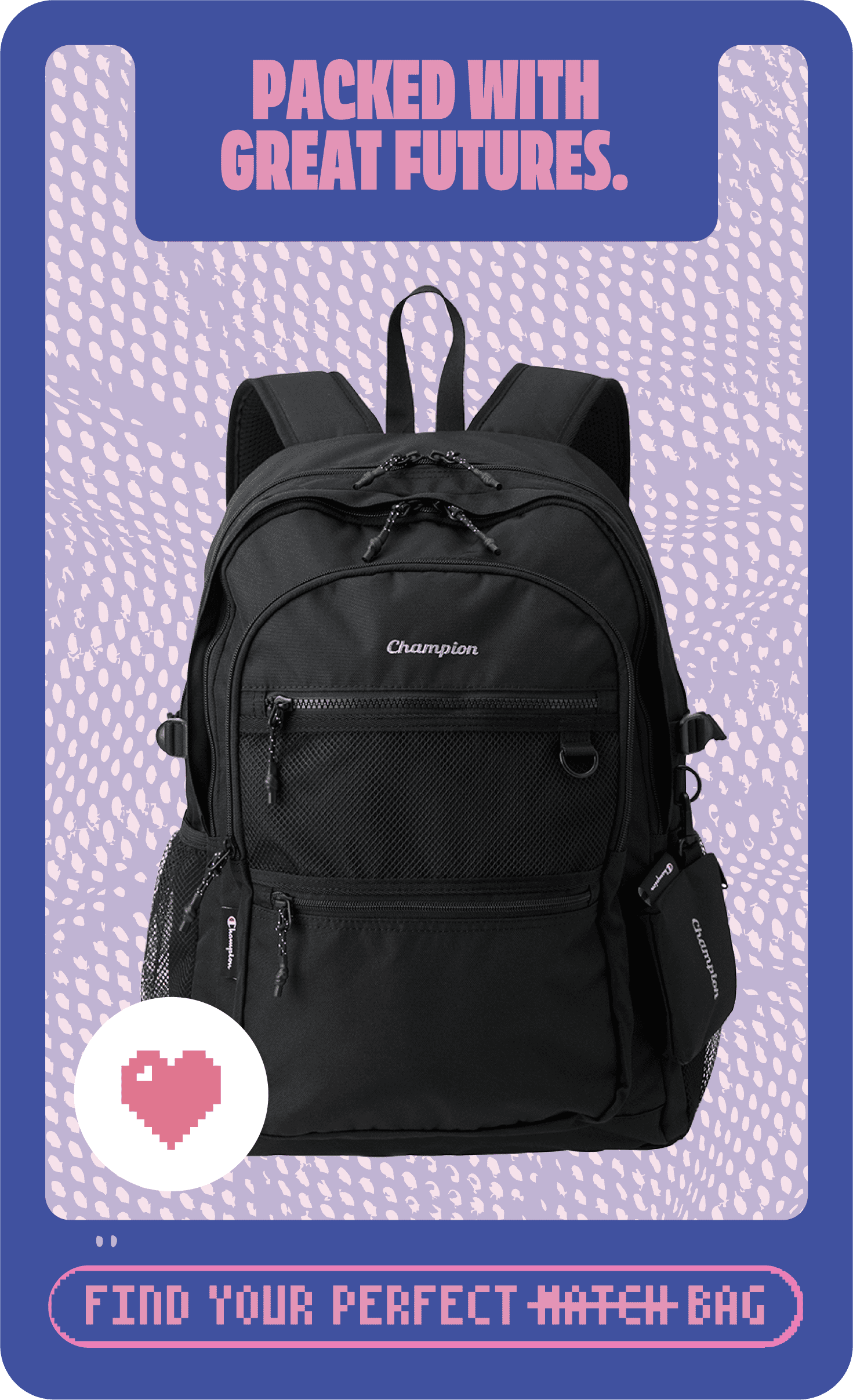 【PLAZA限定】Champion シルバーロゴ バックパック ブラック 30Lの画像です。