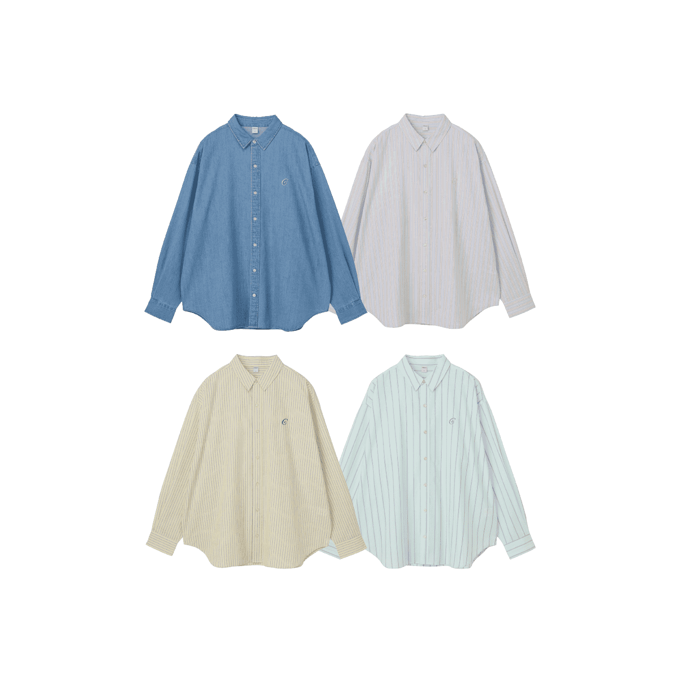 【PLAZA限定】CREALY ビッグシャツ デニム/ストライプの画像です。