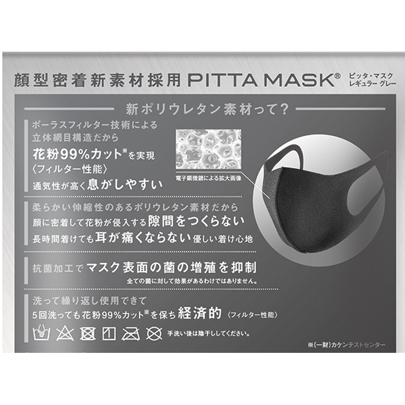 Pitta Mask ピッタマスク レギュラーサイズ 3枚入 グレー Plaza Online Store プラザオンラインストア