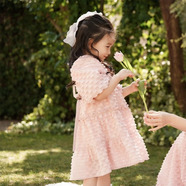 【BABY ROSY LUCE / KIDS】Jacquard back ribbon dress - PINK ROSY LUCE【6月下旬以降発送】【4/25までの販売】
