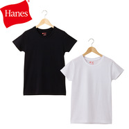 Hanes ヘインズ ジャパンフィット Tシャツ for HER 【2枚組】 クルーネック ブラック＆ホワイト