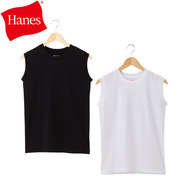 Hanes ヘインズ ジャパンフィット Tシャツ for HER 【2枚組】 スリーブレス ブラック＆ホワイト