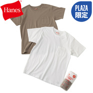 Hanes ヘインズ ルーズスタイルポケットTシャツ 【2枚組】 クルーネック グレージュ／ホワイト