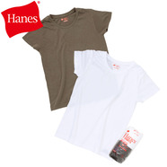 Hanes ヘインズ ジャパンフィット for HER クルーネック  Tシャツ 【2枚組】 ホワイト／ダークブラウン