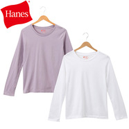 Hanes ヘインズ Japan Fit for HER クルーネックロングスリーブTシャツ