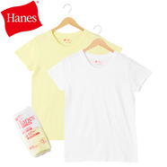 Hanes ヘインズ Japan Fit for HER クルーネックTシャツ 【2枚組】 ホワイト＆イエロー