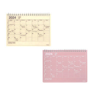 【2024年1月始まり】ノートブックタイプ B6 マンスリーカレンダーS アイボリー／ピンク