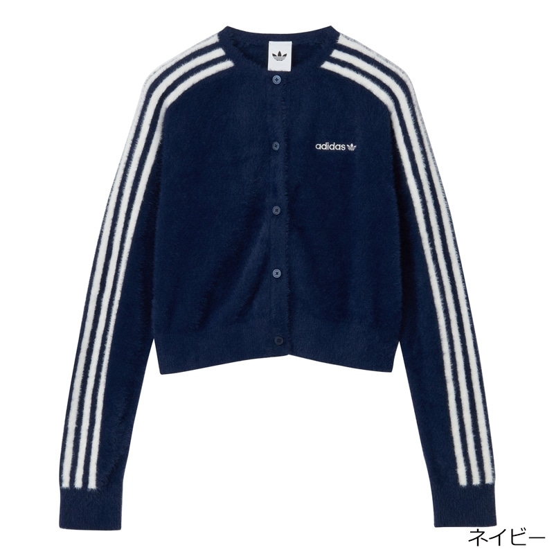adidas アディダス フラッフィー ニットカーディガン M ネイビー adidas アディダス フラッフィー ニットカーディガン(ネイビー