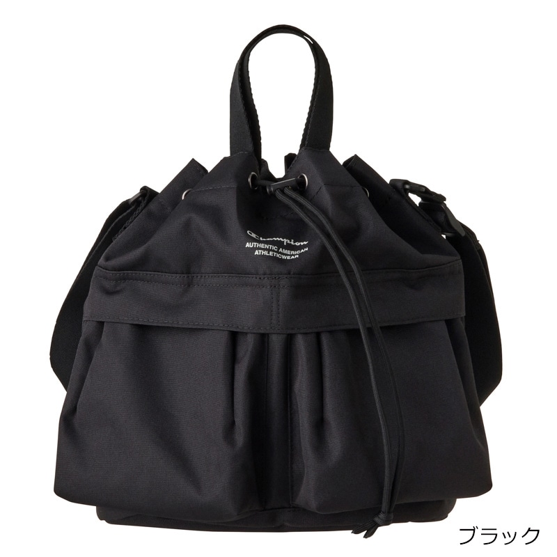 ブラック ナイロン 巾着バッグ 大容量ナイロン巾着トートバッグ | Bagoodtimeshop