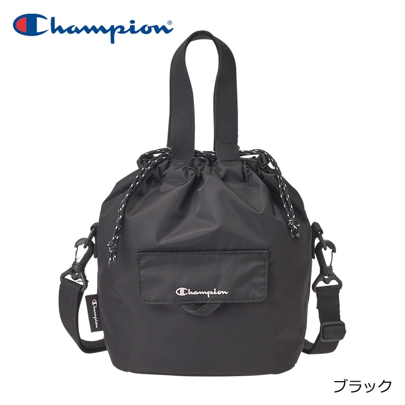 Champion チャンピオン フラップ巾着ショルダーバッグ(ブラック): 通常