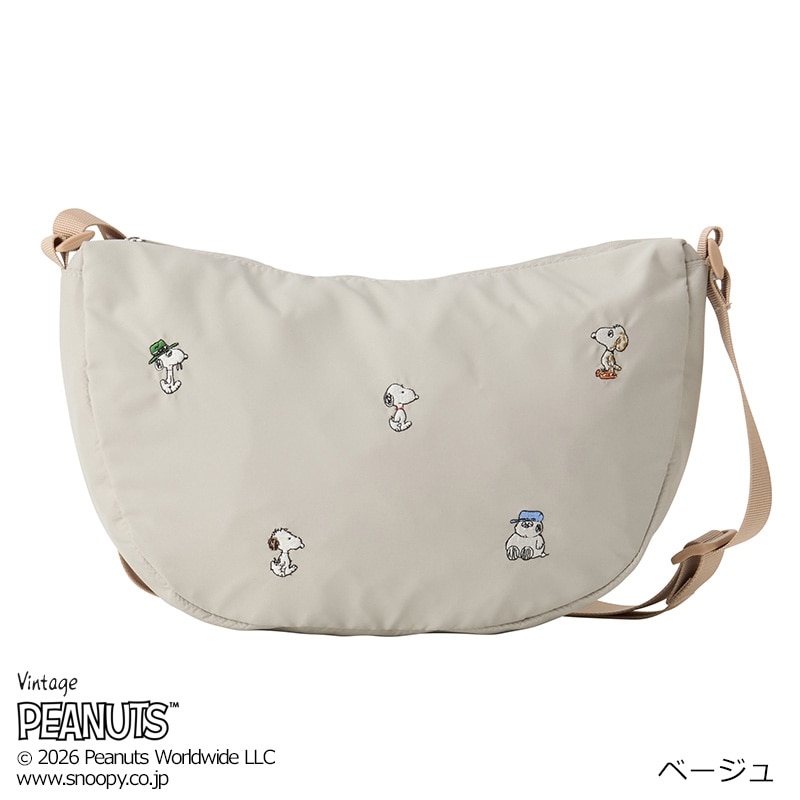 SOLEIL ソレイユ スヌーピー PEANUTS ショルダーバッグ(ベージュ 
