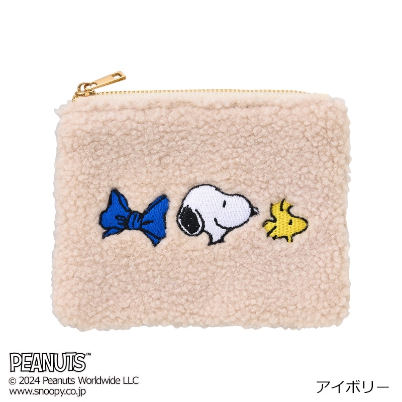 SNOOPY キャンバスポーチ 綿 デニム ミニポーチ 化粧ポーチ 帆布ポーチ スヌーピー Mサイズ 7115-M