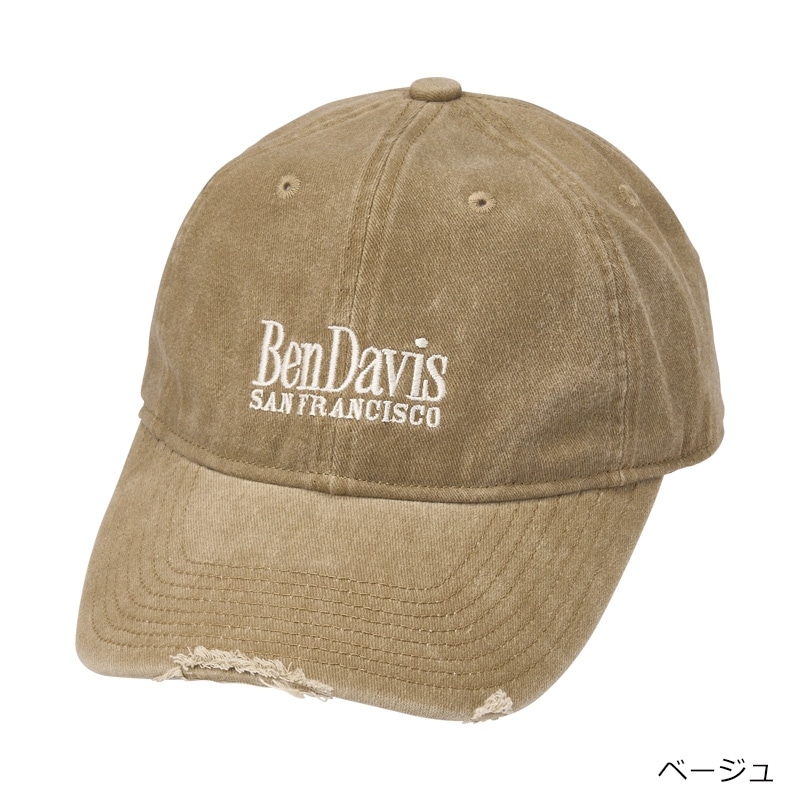 BEN DAVIS ベン デイビス ダメージ ロングブリム キャップ(ベージュ