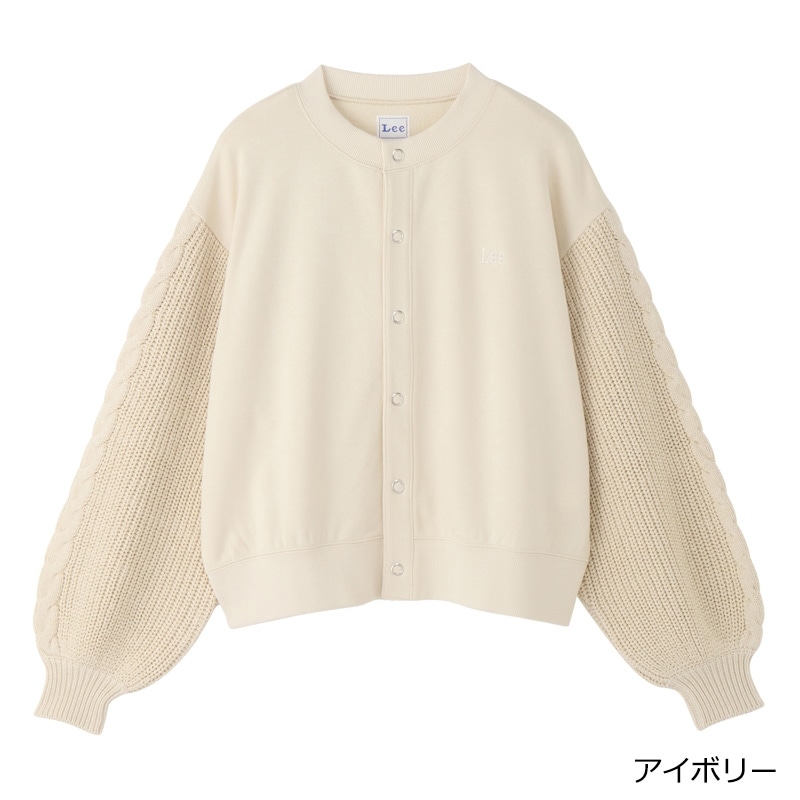 YILON カーディガン　アイボリー 予約]フラワー刺繍Vネックオーバーニットカーディガン