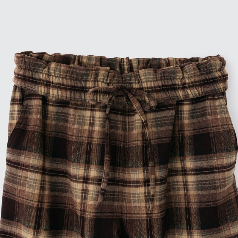 スカート付きワイドレッグパンツ ブラウン スカート付きワイドレッグパンツ ブラウン