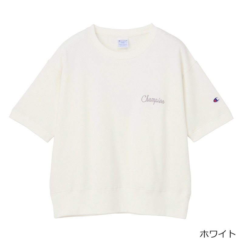 Champion チャンピオン ラメ刺しゅう裏毛スウェット(ホワイト): 通常
