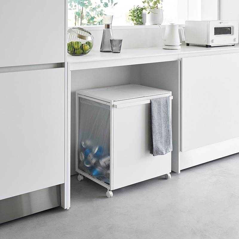 山崎実業 tower 蓋付き目隠し分別ダストワゴン タワー 45L 2分別