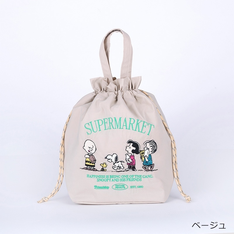 スヌーピー PEANUTS 保冷巾着トート(ベージュ): 通常| プラザ