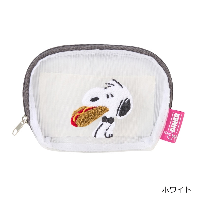 スヌーピー PEANUTS メッシュラウンドポーチ(ピンク): 通常