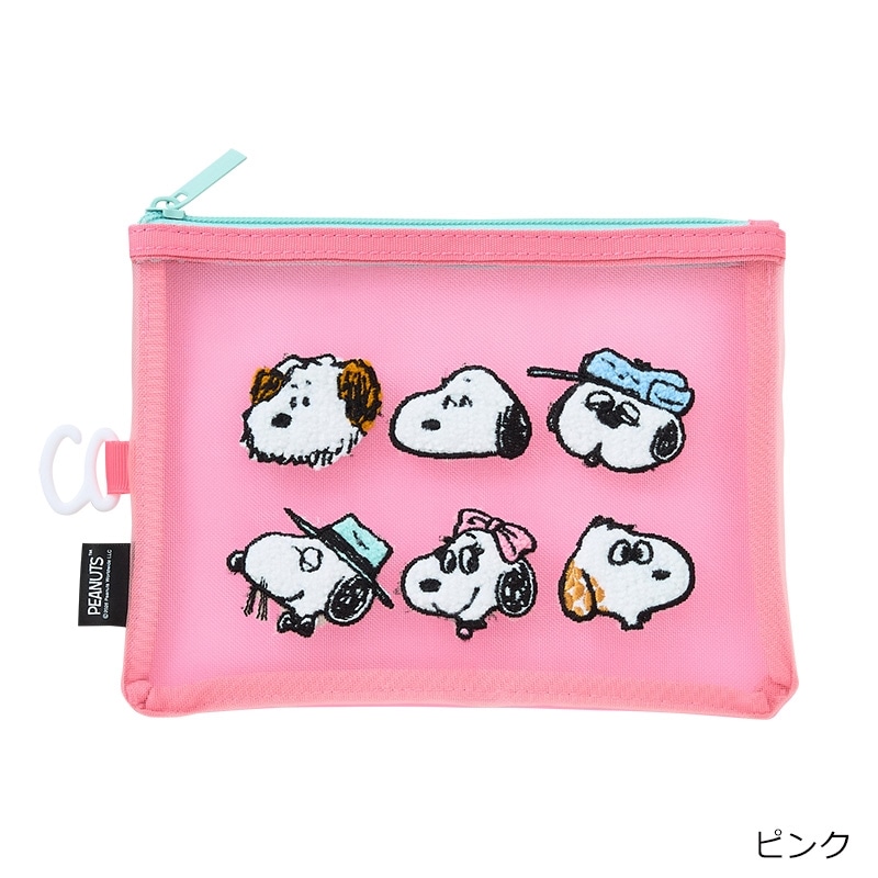 スヌーピー PEANUTS サガラ刺繍メッシュポーチ PEANUTS