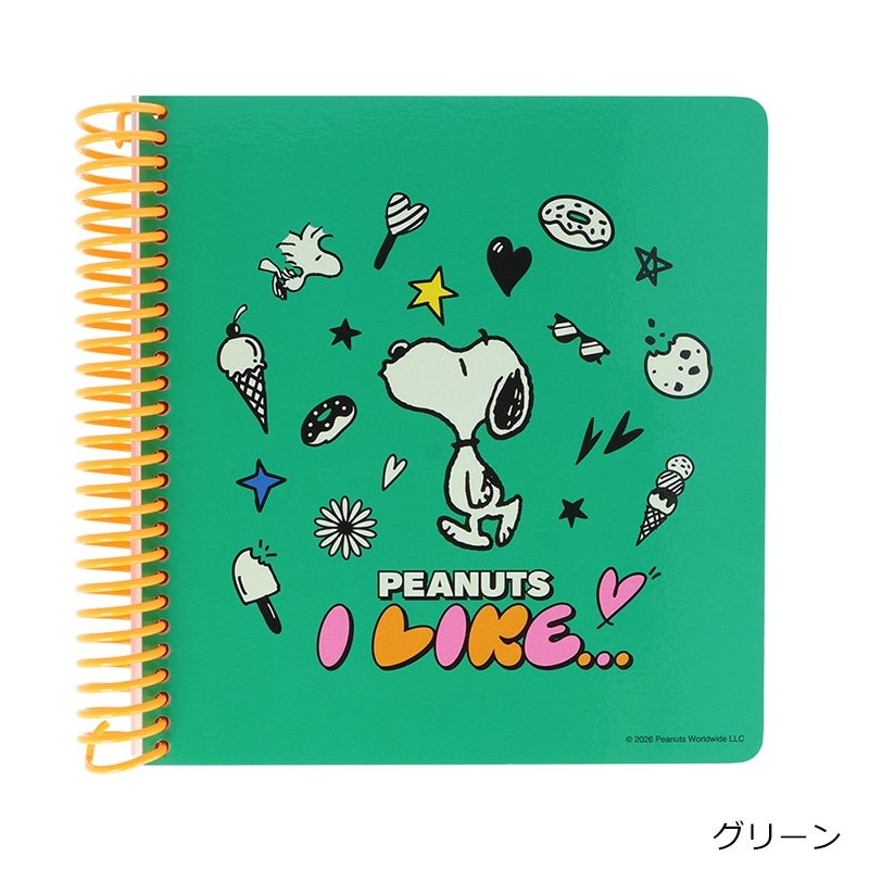 スヌーピー PEANUTS スクエアリングノート PEANUTS I LIKE…(グリーン