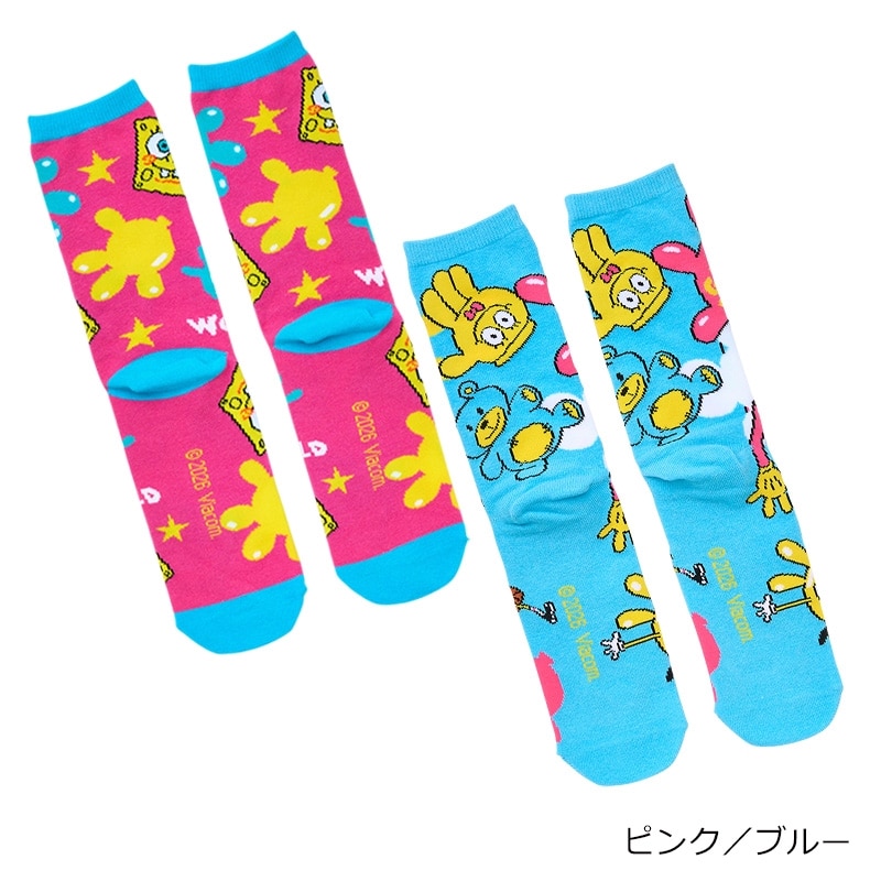 SpongeBob SquarePants スポンジ・ボブ 2Pソックス GLOVE WORLD(ピンク