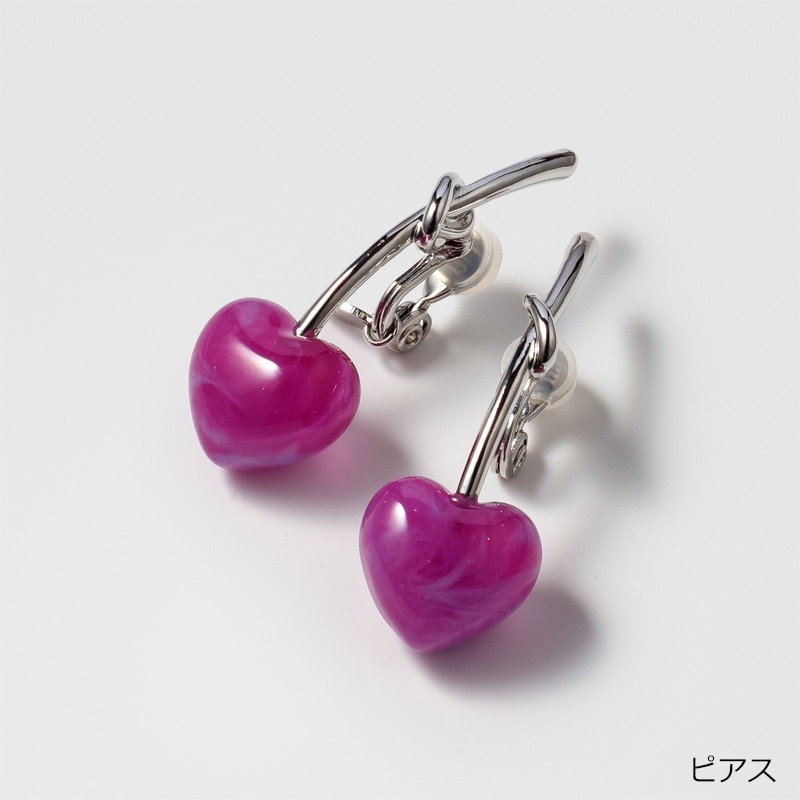 3/31まで】Liquem リキュエム ハートチェリーピアス グレープヌガー