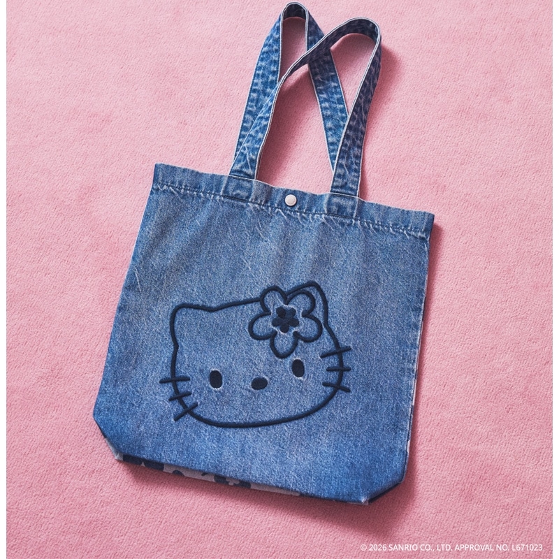 SOMETHING サムシング HELLO KITTY ハローキティ デニムトートバッグ