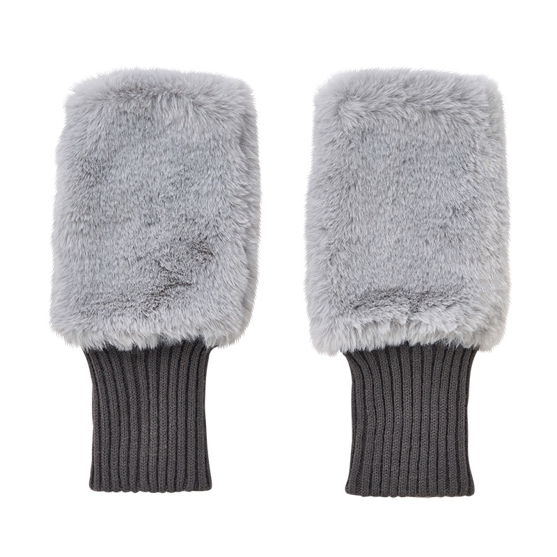 CHANEL 指なし手袋 グレー/ベージュ　グローブ Chewiny チュウイニー エコファー指なしグローブ(ライトグレー): 通常