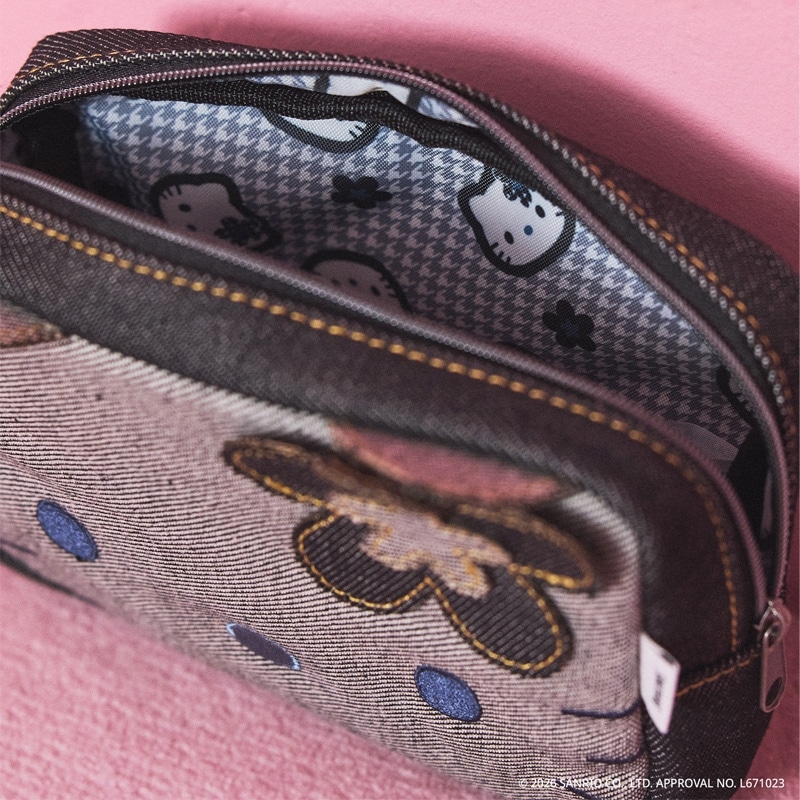 SOMETHING サムシング HELLO KITTY ハローキティ デニムメイクポーチ