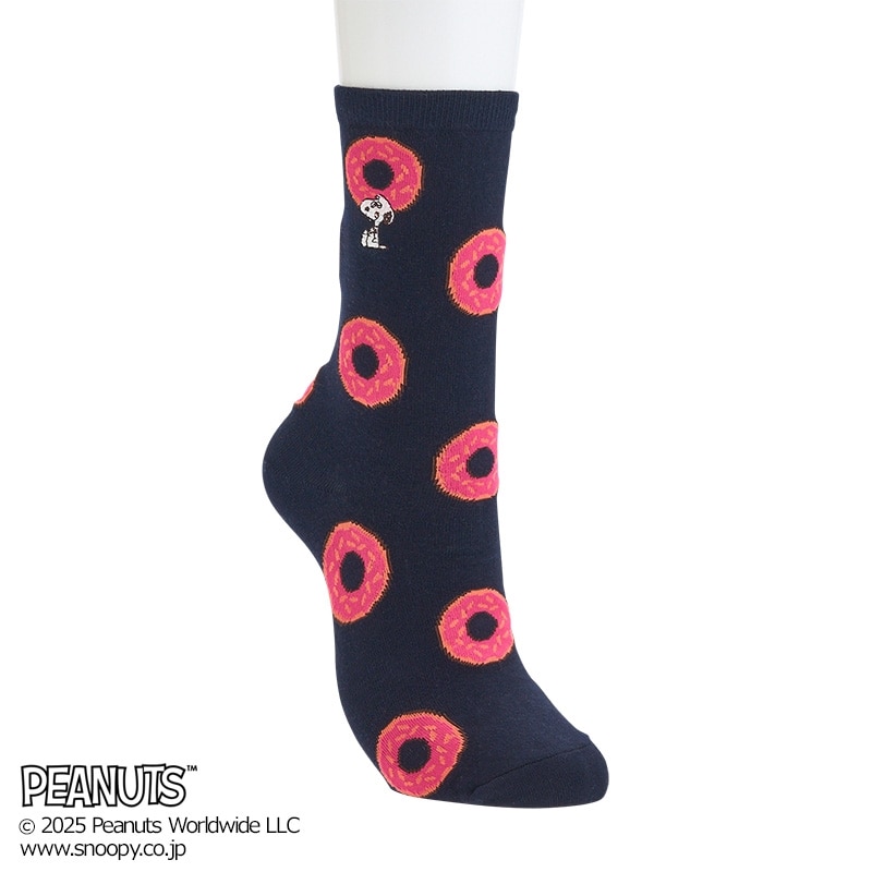 スヌーピー PEANUTS クルー丈ソックス 2足セット DONUTS(2足