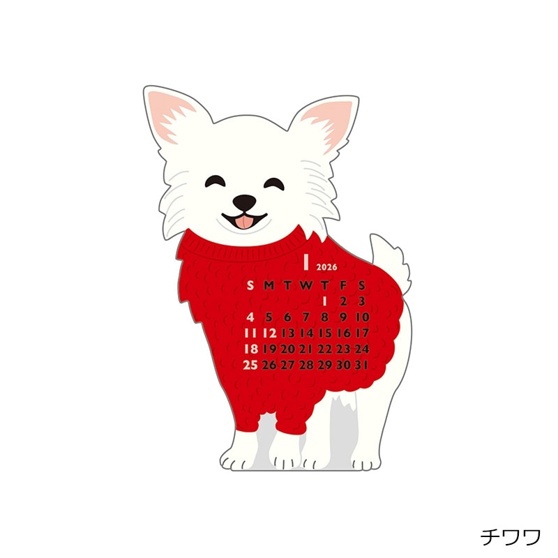 動物圖 アニマル ダイカット カレンダーミニ 2026(チワワ): 通常