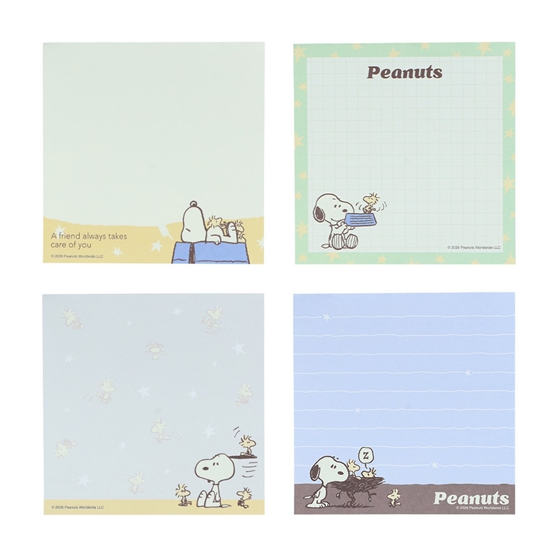 スヌーピー PEANUTS スクエアメモ WOODSTOCK & SNOOPY(イエロー): 通常