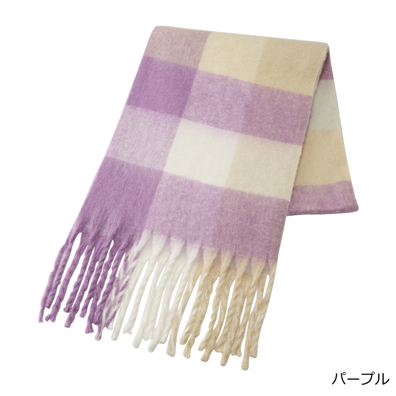 FENDI マフラー ウール ブロックチェック フリンジ 紫 フェンディ FENDI（フェンディ） マフラー FXT460 AYKQ レディース FFロゴ FF柄