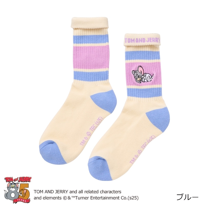 TOM and JERRY トムとジェリー ラインソックス(ピンク): 通常| プラザ 