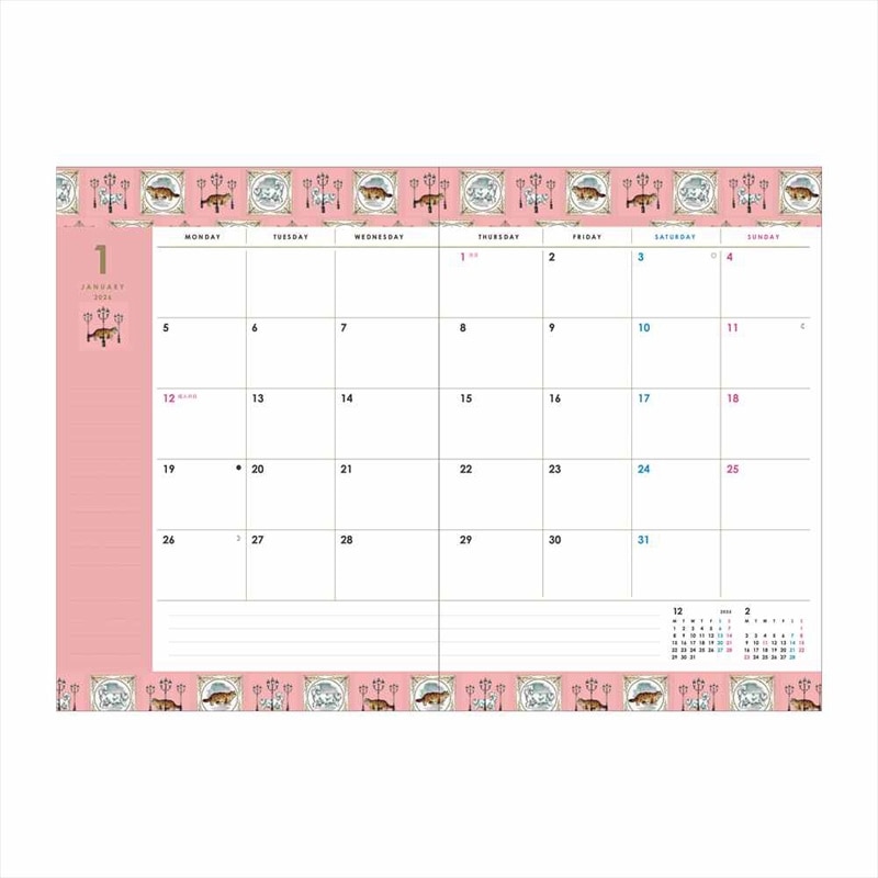 B'z ウィークリーカレンダー weekly calendar 週めくり 2025年12月始まり】ポール＆ジョー B6 ウィークリーカレンダー