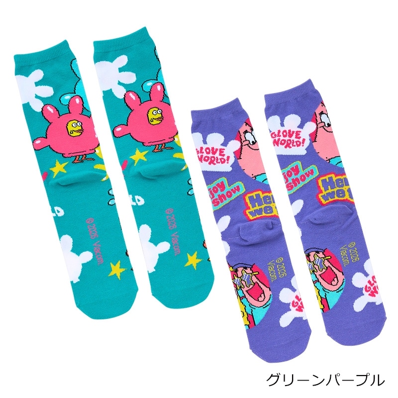 SpongeBob SquarePants スポンジ・ボブ 2Pソックス GLOVE WORLD(ピンク