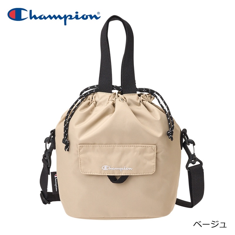 Champion チャンピオン フラップ巾着ショルダーバッグ(ブラック): 通常