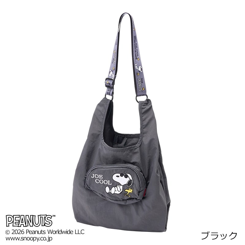 スヌーピー PEANUTS ROOTOTE ルートート エコバッグ(ブラック): 通常 