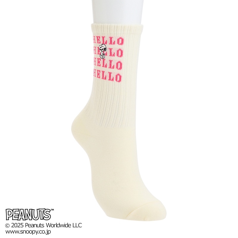 スヌーピー PEANUTS クルー丈ソックス 2足セット HELLO(2足