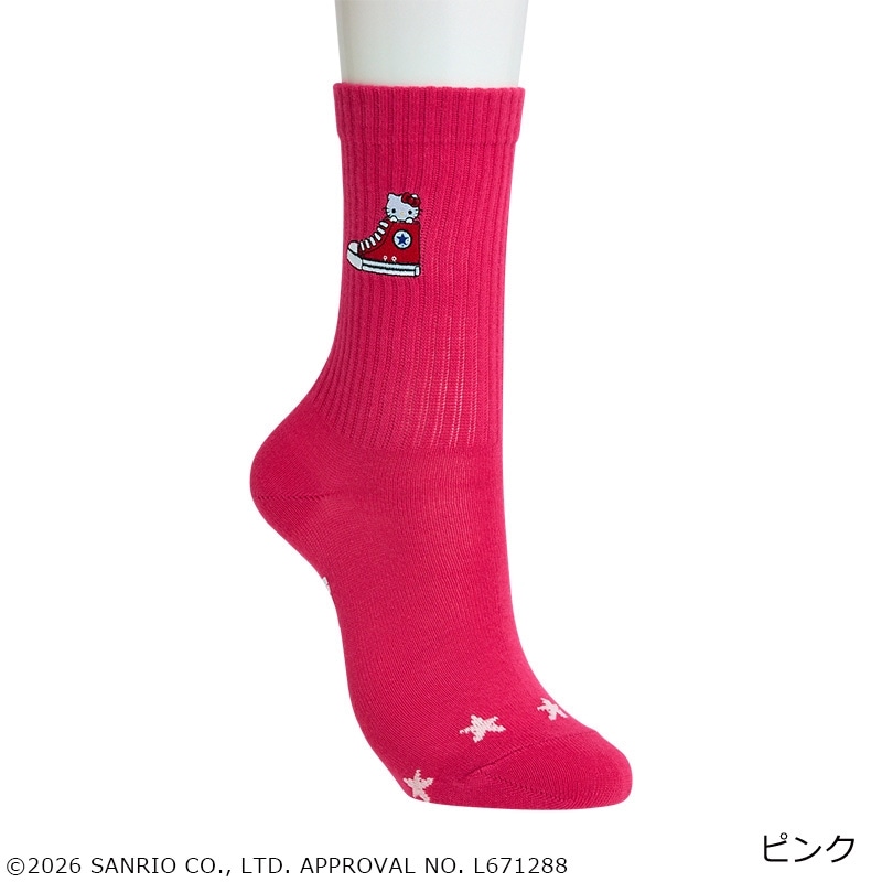 Hello Kittyリボンハイソックス ピンク CONVERSE コンバース × HELLO KITTY ハロー キティ ソックス(ピンク