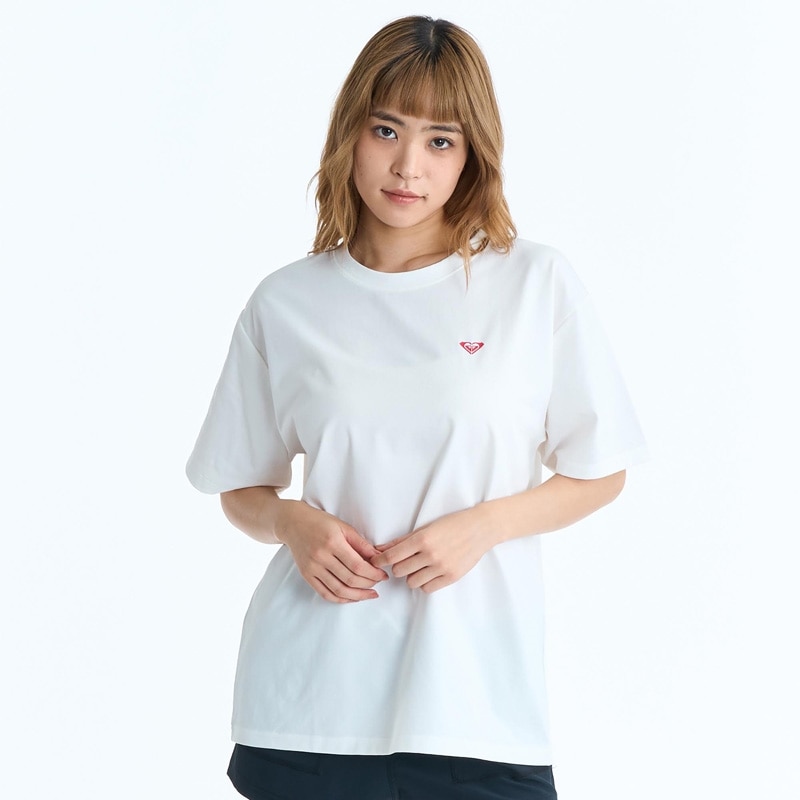 新品女子に大人気ROXY183cｍ6’0テイクオフ楽々フィッシュ展示品格安白 ROXY ロキシー HISTORICAL LOGO バックプリント ラッシュTシャツ(MUL