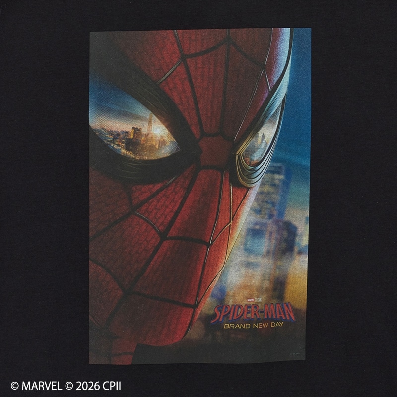 SPIDER-MAN スパイダーマン / Tシャツ ブラック (ワイド)(ブラック