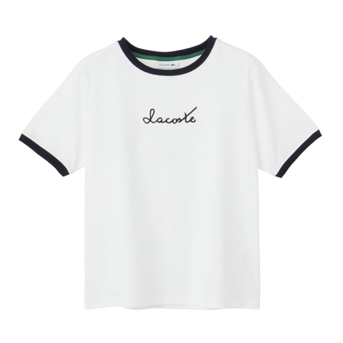 LACOSTE ラコステ ステッチネーミングリンガーTシャツ(ホワイト