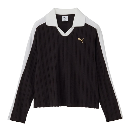 プーマ　ポロシャツ PUMA プーマ ウィメンズ T7 リラックスド 長袖 ポロシャツ(ブラック