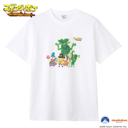 SpongeBob SquarePants スポンジ・ボブ Tシャツ 集合 ホワイト (ワイド