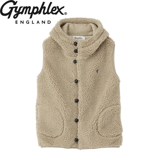 Gymplex フード付きベスト クリーム色 Gymphlex フード付きベージュ
