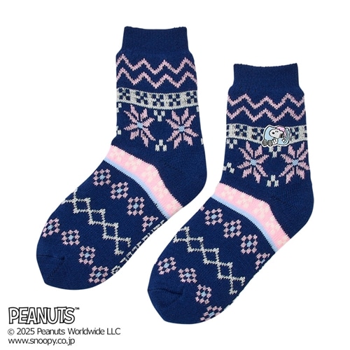 スヌーピー PEANUTS もこもこノルディックソックス(ネイビー