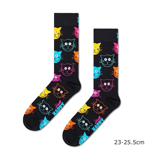 happy socks ハッピーソックス　お客　10足 Happy Socks ハッピーソックス クルー丈ソックス キャット(23-25.5cm